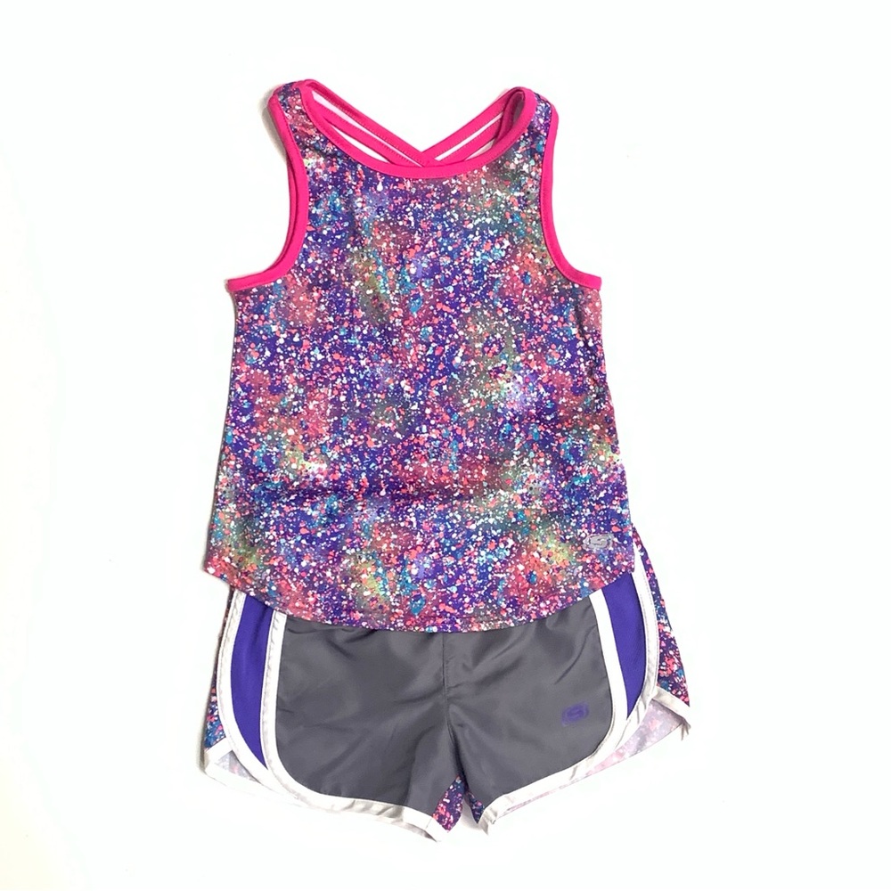 NWOT Skechers Active Girls Purple and Pink Athletic Wear 2 piece Set sz 5/6